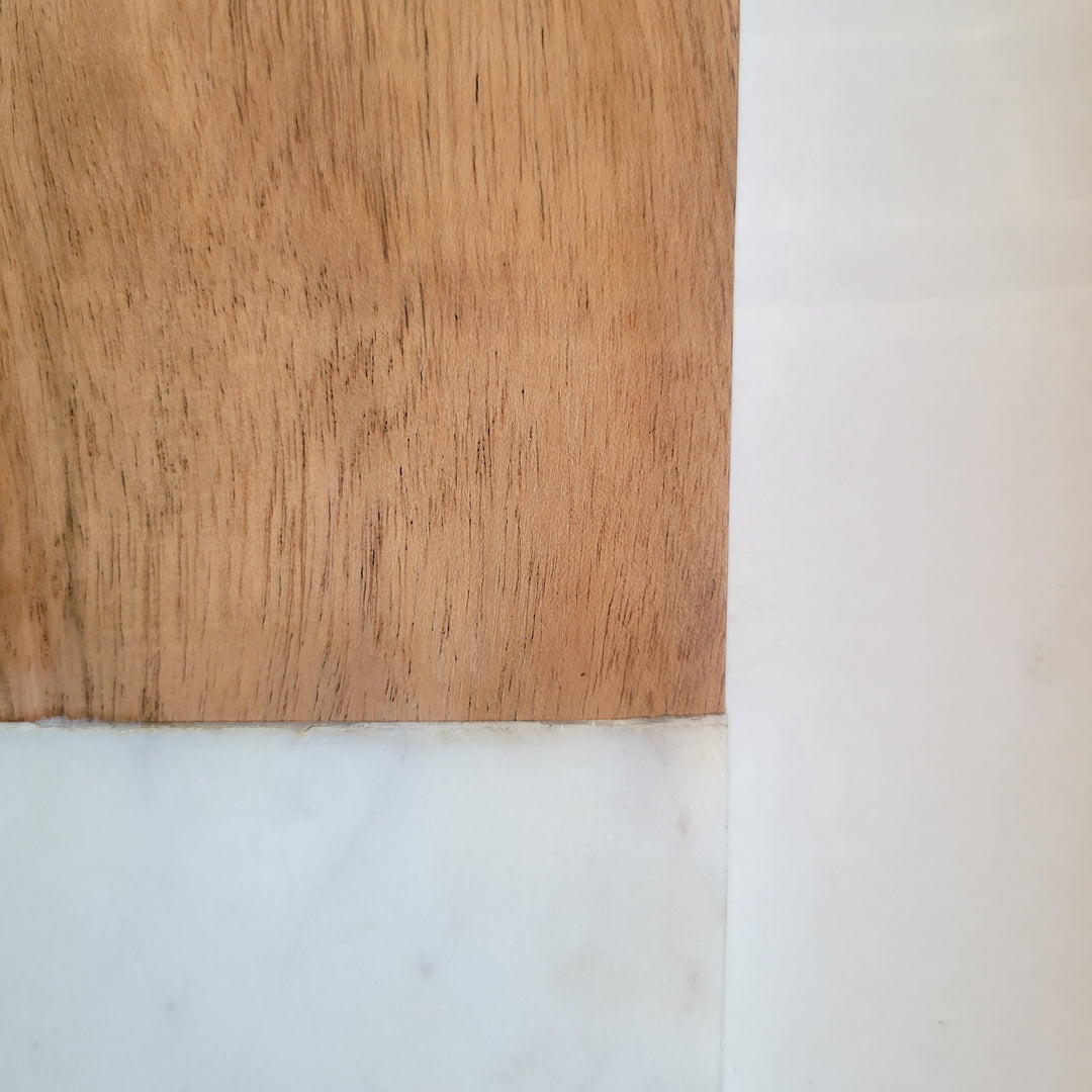 Lawson Cutting Board - White Marble & Acacia Wood