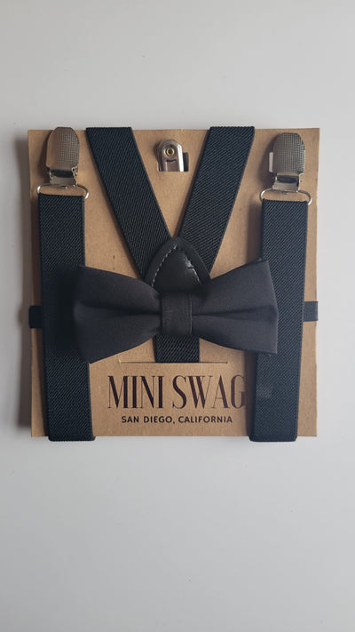 Mini Swag Black Bow Tie & Suspenders | Toddler 2-5