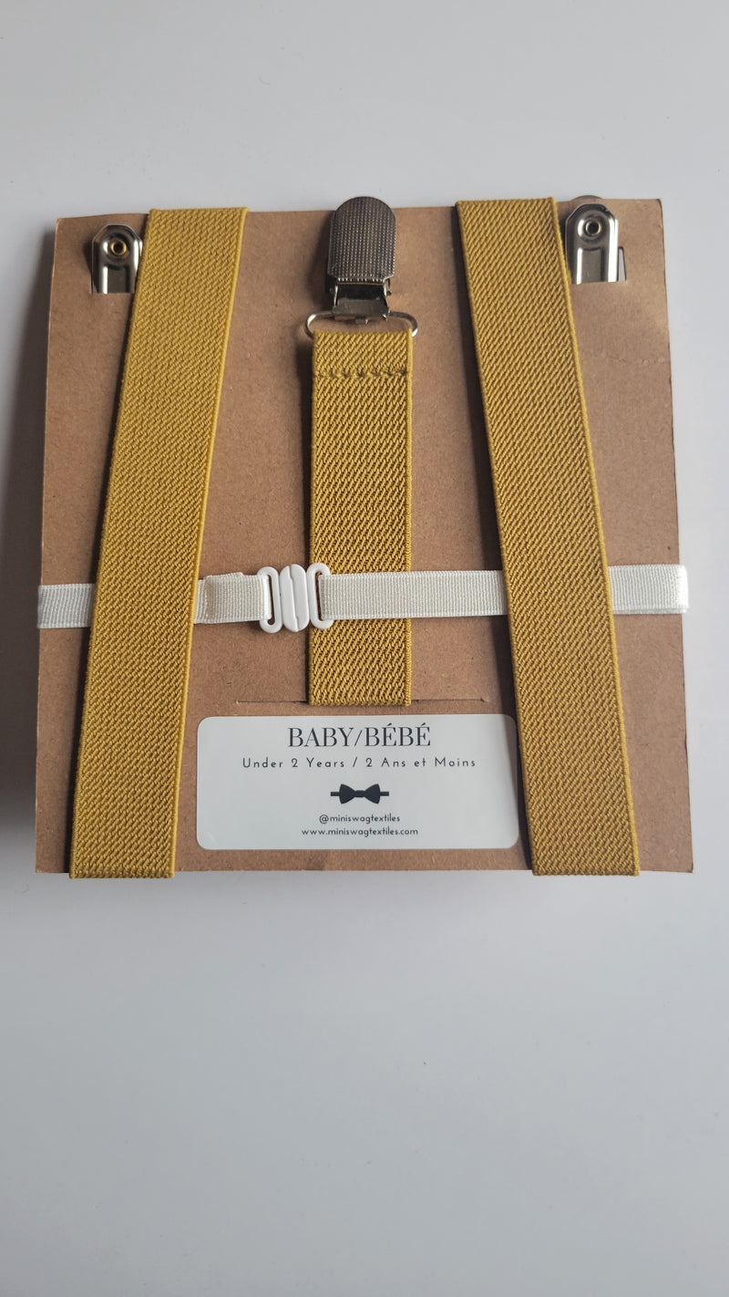 Mini Swag Mustard/Floral Bow Tie & Suspenders | Baby 0-2