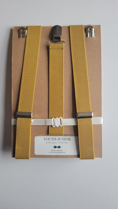 Mini Swag Mustard/Floral Bow Tie & Suspenders | Youth 6-12