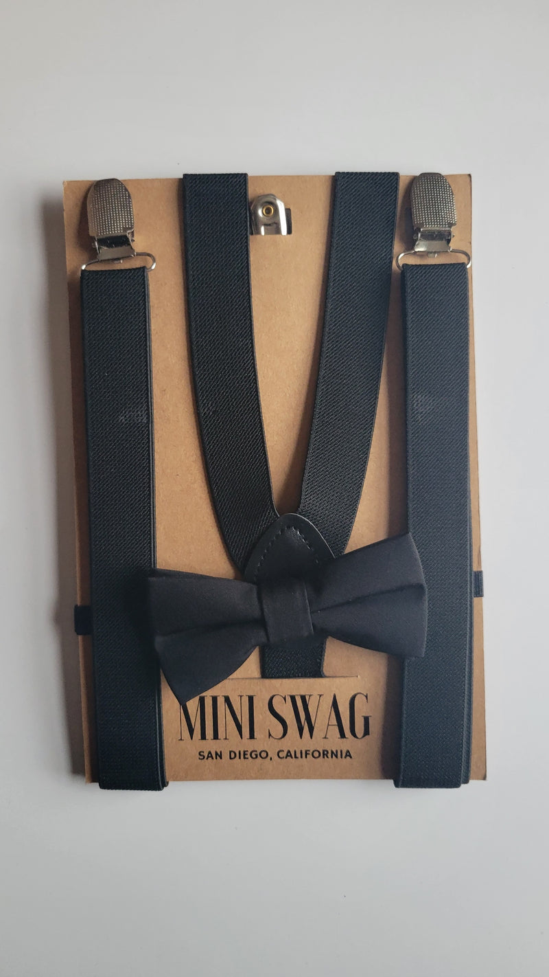 Mini Swag Black Bow Tie & Suspenders | Youth 6-12
