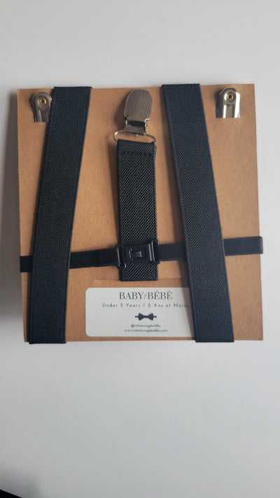Mini Swag Black/Buffalo Plaid Bow Tie & Suspenders | Baby 0-2