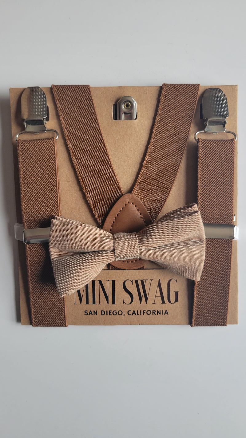 Mini Swag Coffee Bow Tie & Suspenders | Toddler 2-5