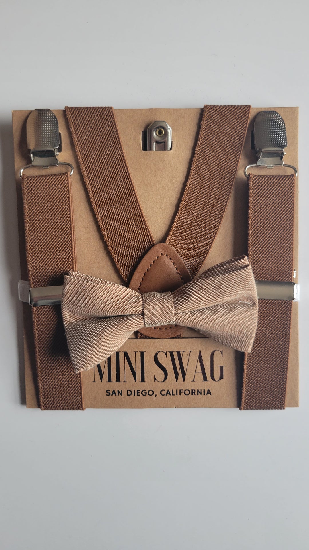 Mini Swag Coffee Bow Tie & Suspenders | Baby 0-2