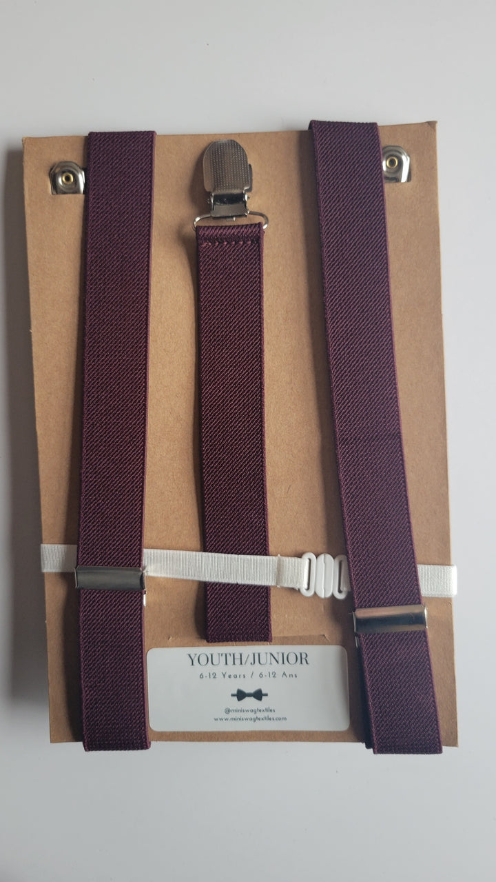 Mini Swag Wine Bow Tie & Suspenders | Youth 6-12
