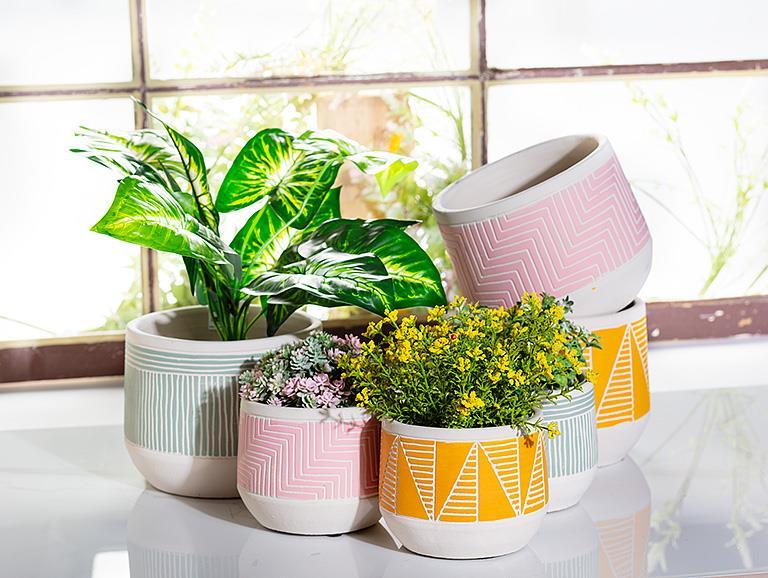 Large Etched Planter - Pink