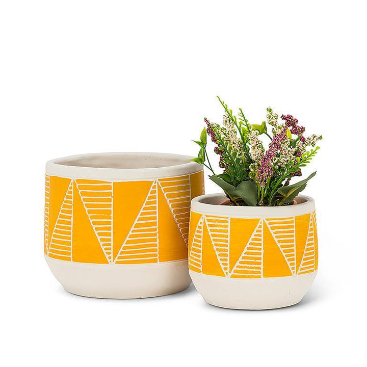 Small Etched Planter - Yellow