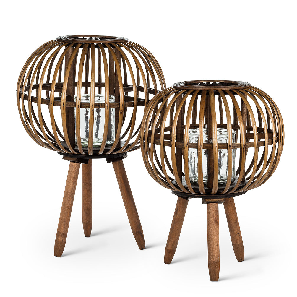 Globe Tripod Rattan Lantern
