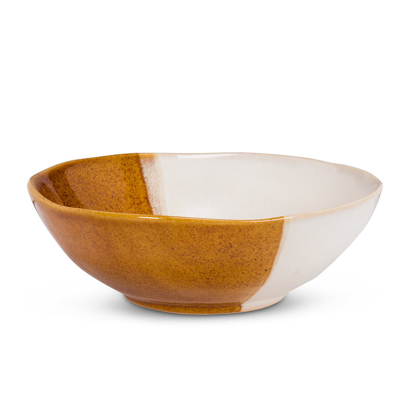 Stoneware Small Bowl - Matte White/Brown