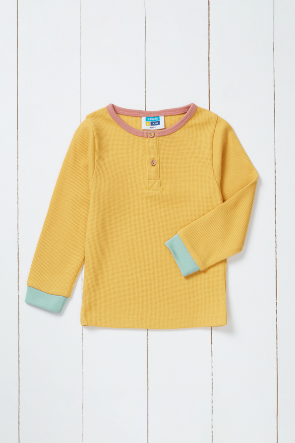 Ochre Recycled Long Sleeve Waffle Top