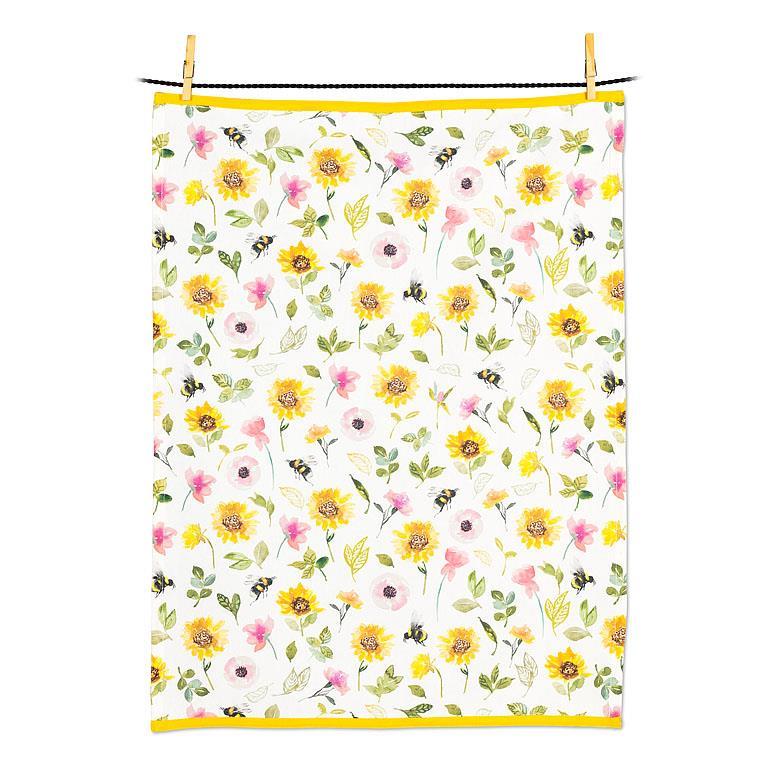 Sunflowers & Bees Tea Towel