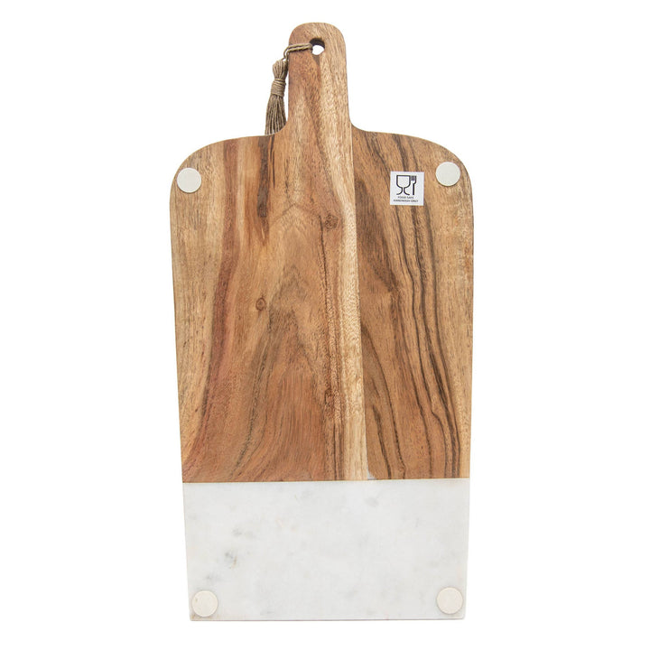 Lawson Cutting Board - White Marble & Acacia Wood