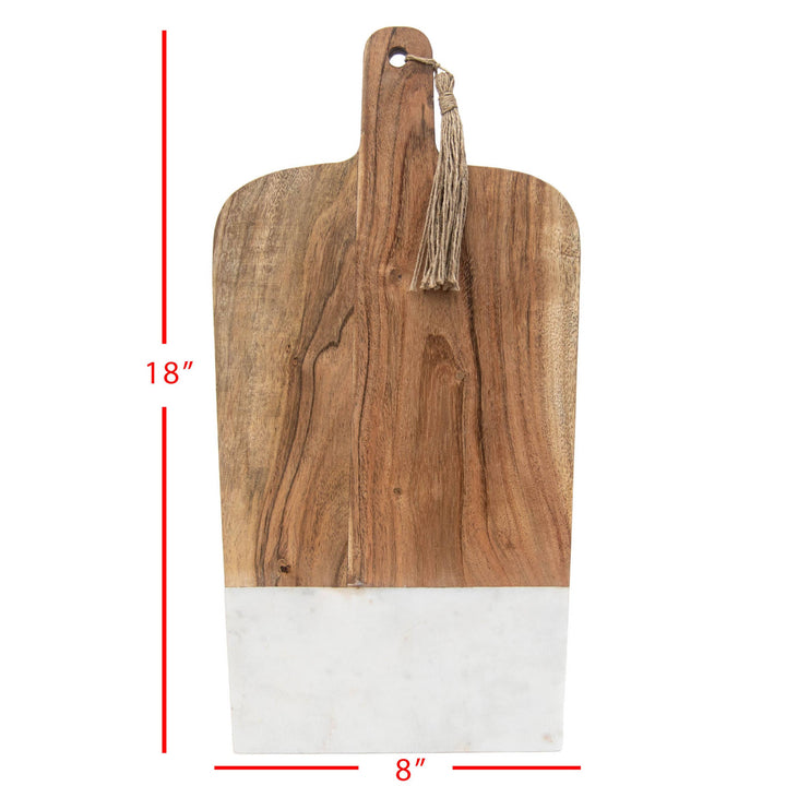 Lawson Cutting Board - White Marble & Acacia Wood