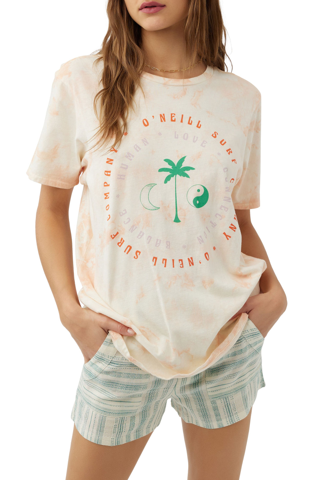 O'NEILL Ladies Be Nice Tee - Peach Tie Dye