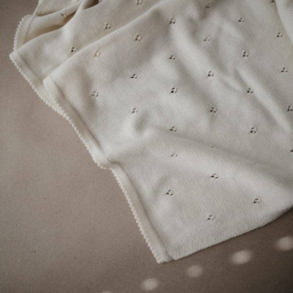 Knitted Pointelle Baby Blanket | Ivory