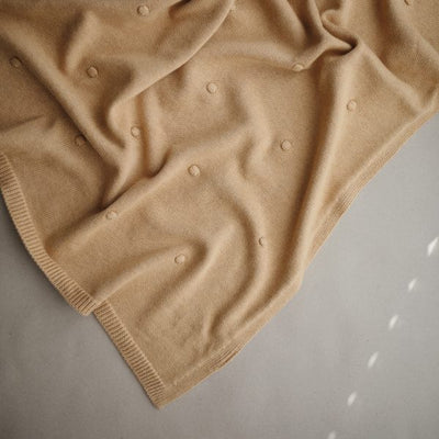 Knitted Textured Dots Baby Blanket | Mustard Melange