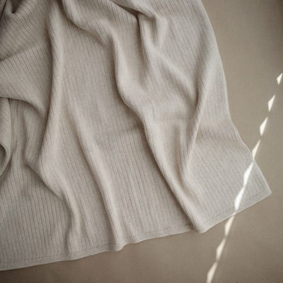 Knitted Ribbed Baby Blanket | Beige Melange