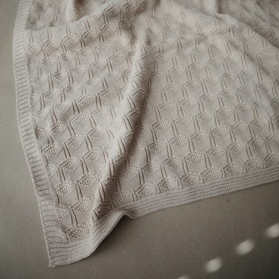 Knitted Honeycomb Baby Blanket | Beige