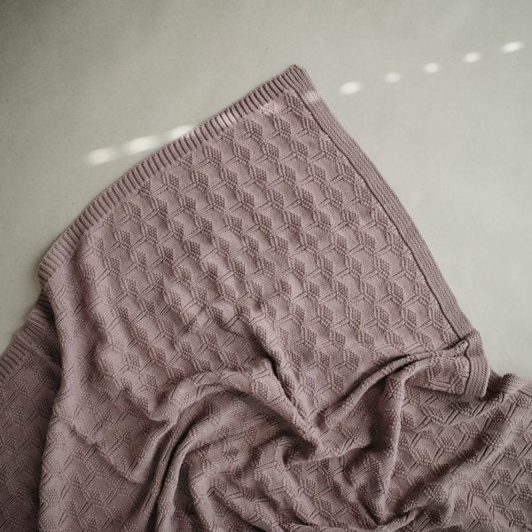 Knitted Honeycomb Baby Blanket | Desert Rose