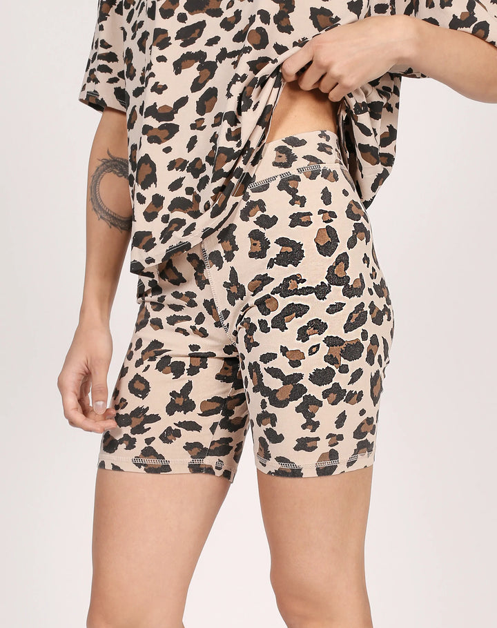 BRUNETTE THE LABEL | The Biker Short | Tan Leopard