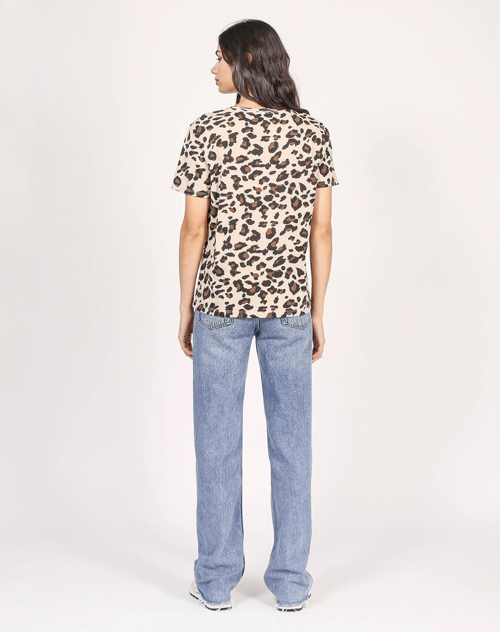 BRUNETTE THE LABLE | The Boxy Crew Neck Tee | Tan Leopard