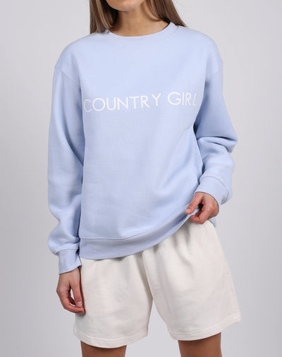The "COUNTRY GIRL" Core Crew Neck Sweatshirt | Summer Sky