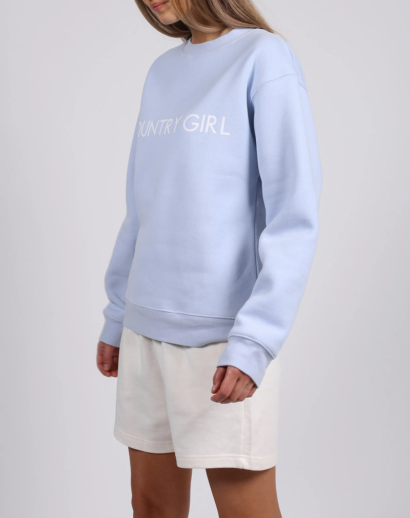 The "COUNTRY GIRL" Core Crew Neck Sweatshirt | Summer Sky