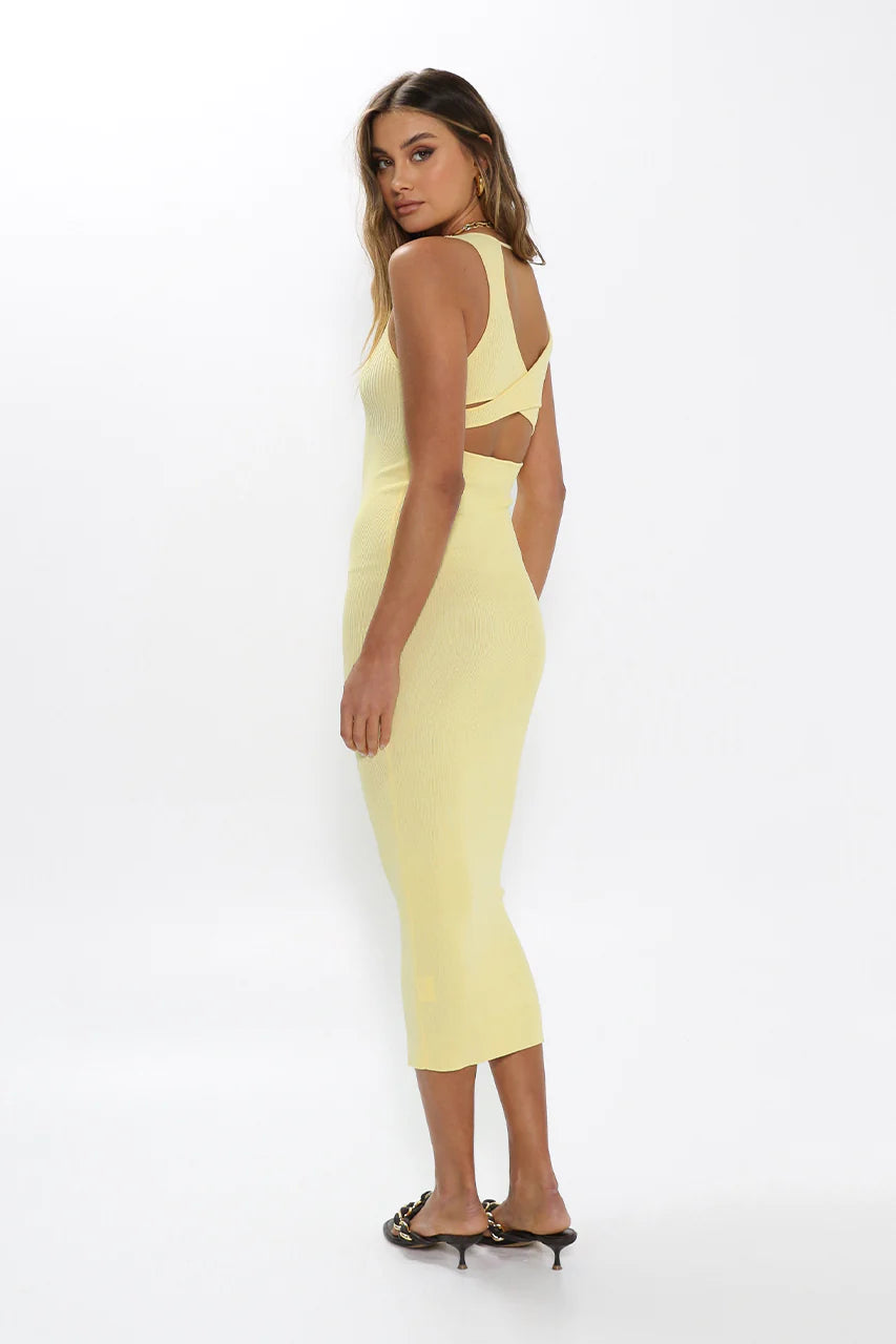 MADISON THE LABEL - Devon Knit Midi Dress | Lemon