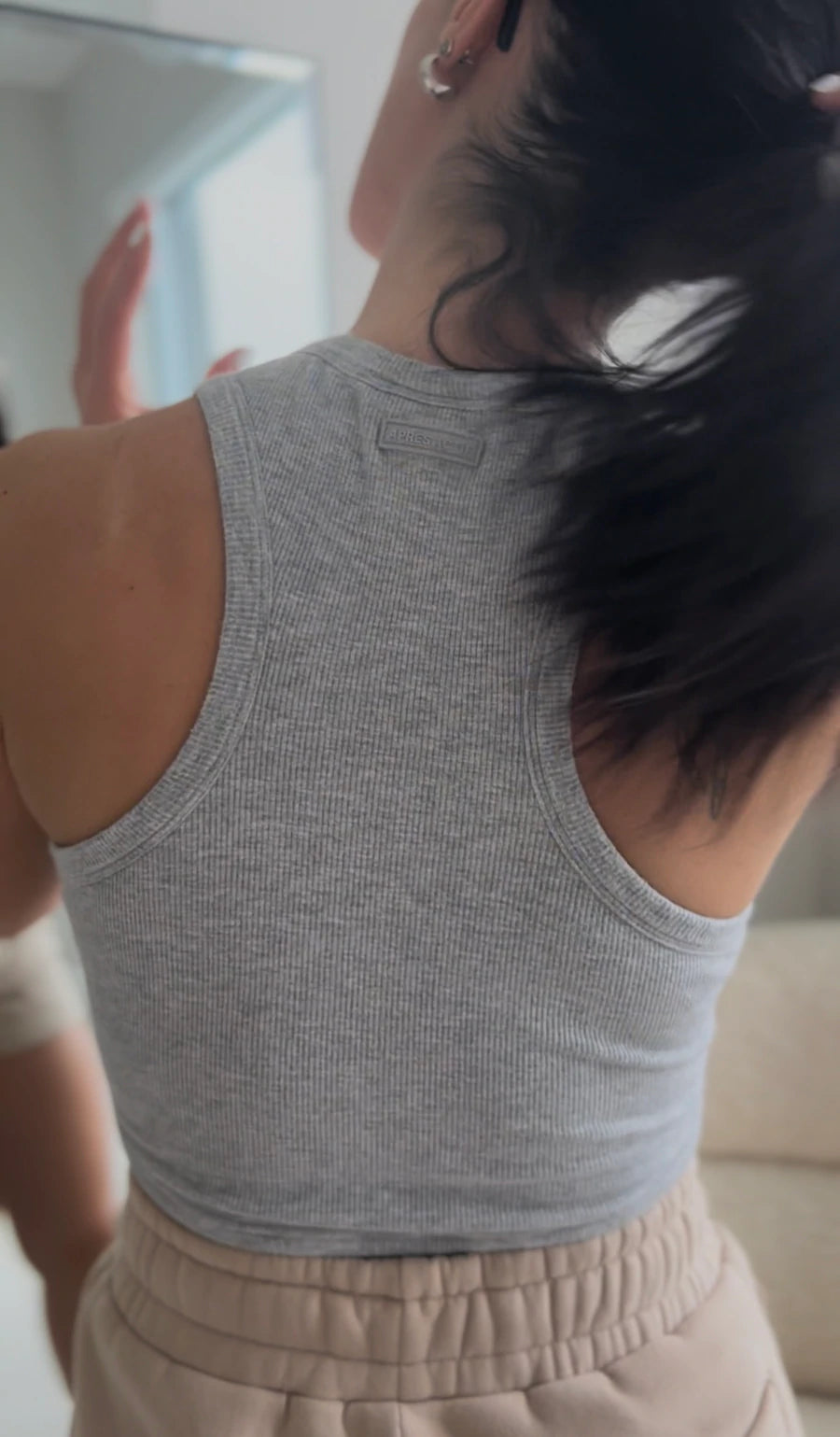 Essential Ribbed Crop Tank - Cloud