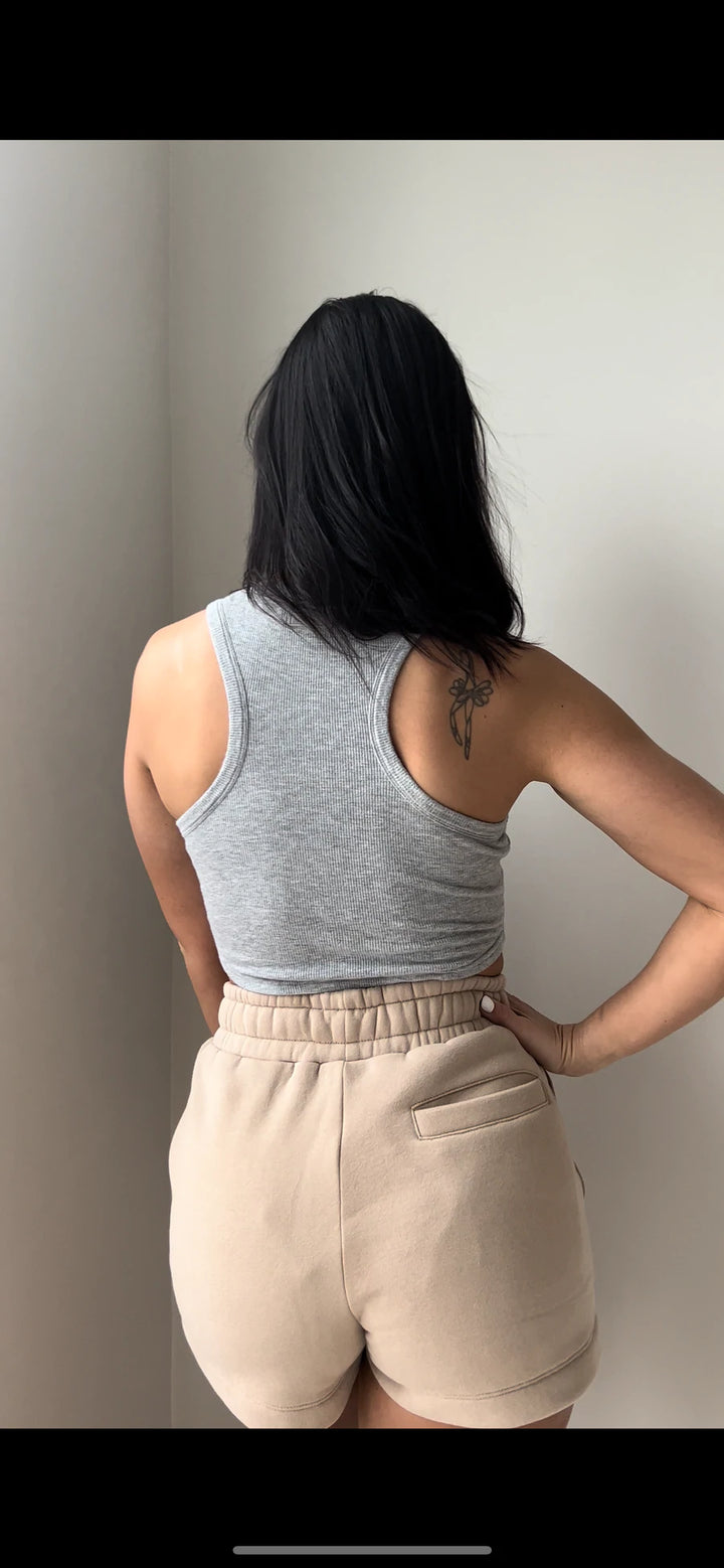 Essential Ribbed Crop Tank - Cloud