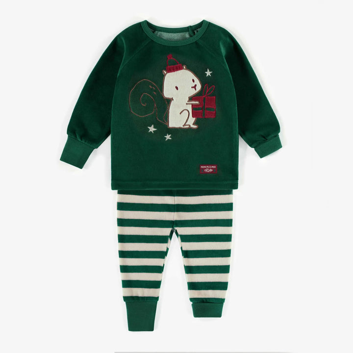 Souris Mini | Baby & Toddler | 2-piece Velvet Pajamas | green