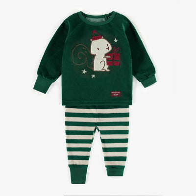 Green 2-piece Holiday Pajamas in Velvet | Baby