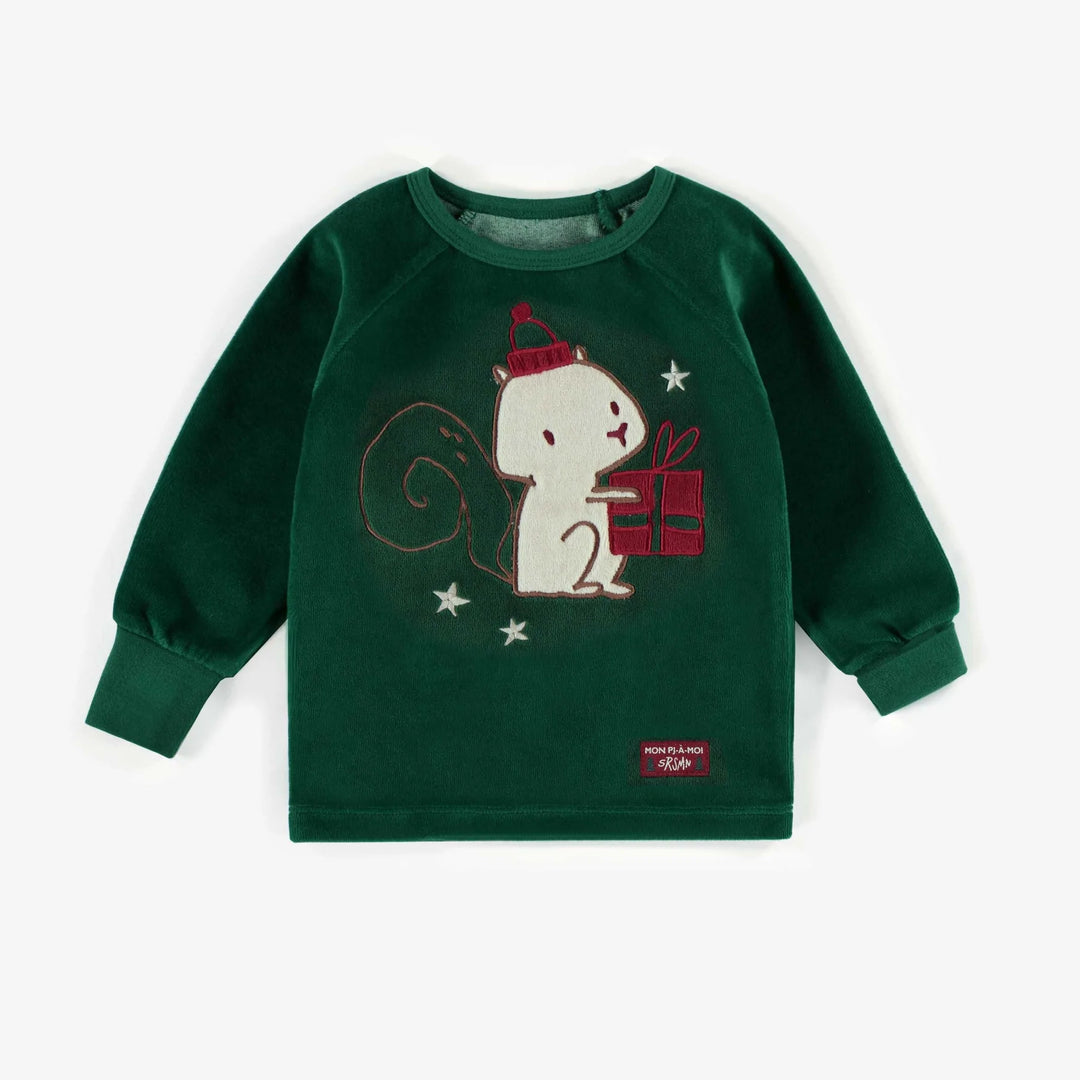 Souris Mini | Baby & Toddler | 2-piece Velvet Pajamas | green