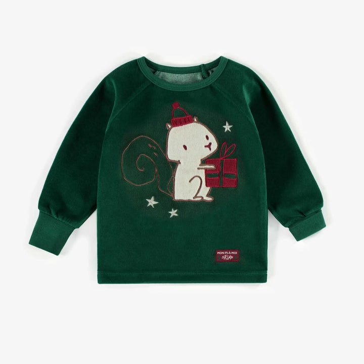 Souris Mini | Baby & Toddler | 2-piece Velvet Pajamas | green