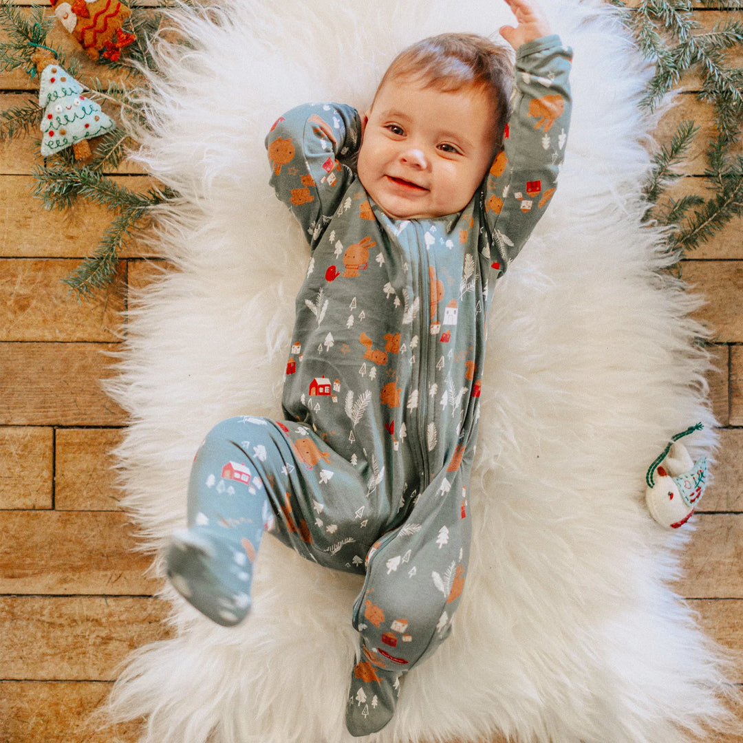 Souris Mini | Baby Green Patterned Pajamas