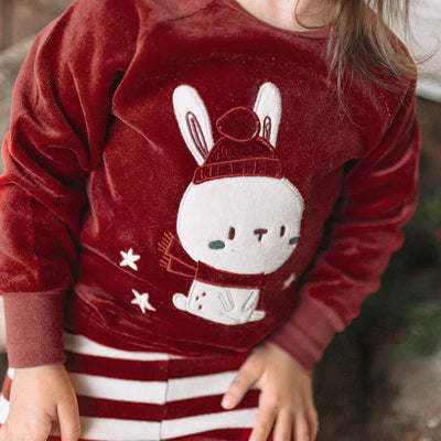 Red 2-piece Holiday Pajamas in Velvet | Baby