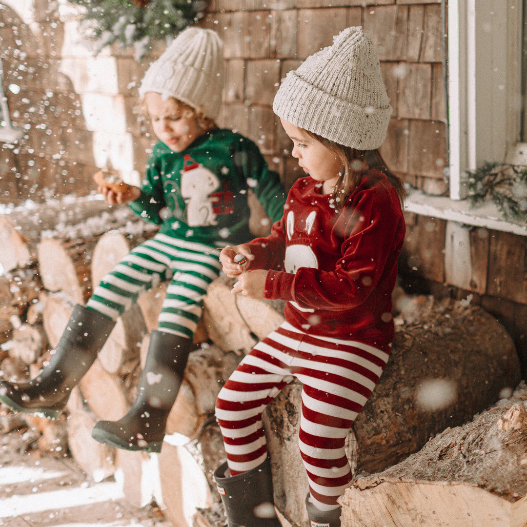 Souris Mini | Baby & Toddler | 2-piece Velvet Pajamas | green