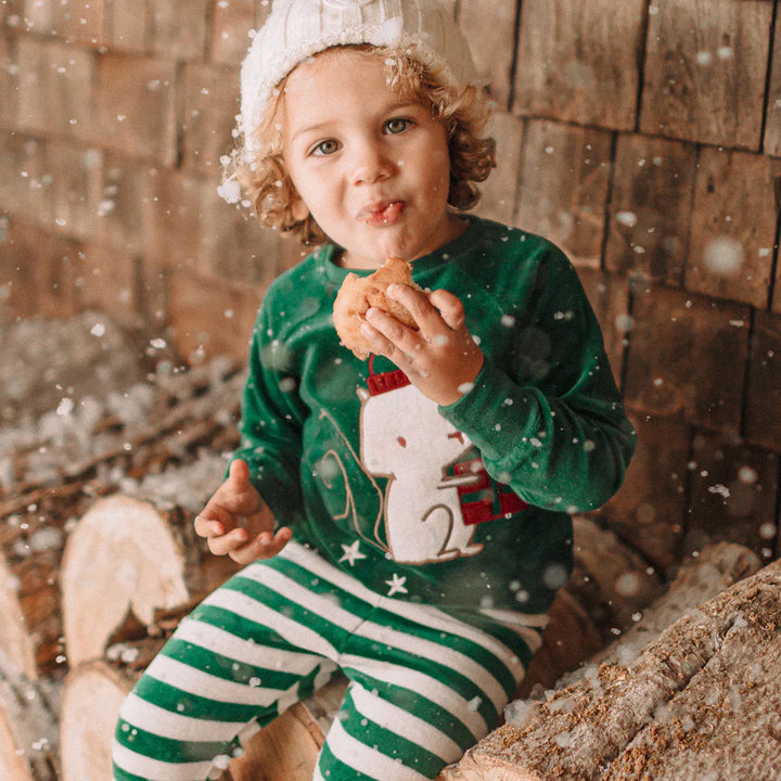 Souris Mini | Baby & Toddler | 2-piece Velvet Pajamas | green