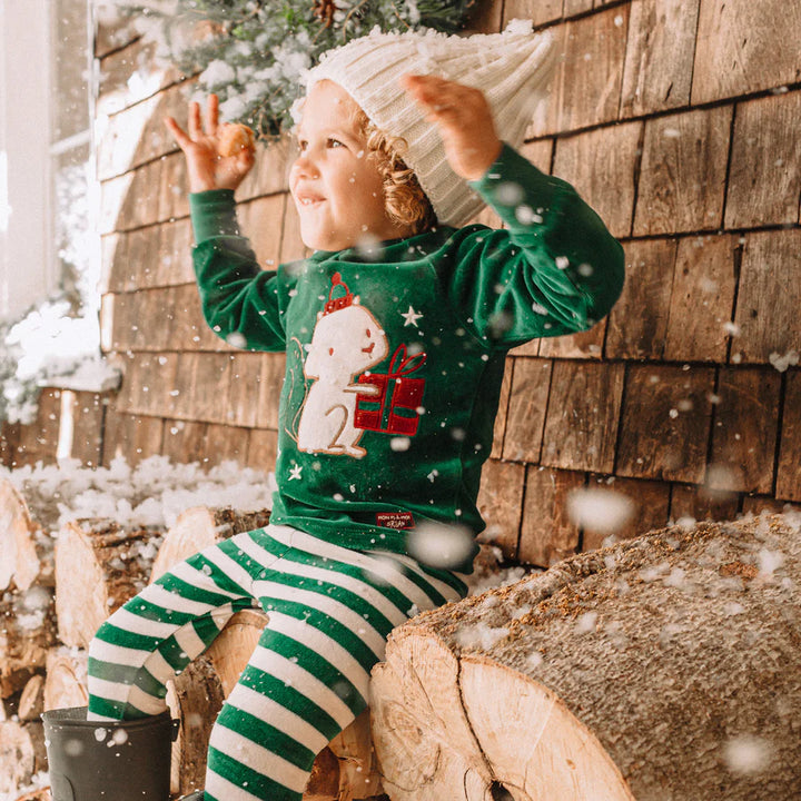 Souris Mini | Baby & Toddler | 2-piece Velvet Pajamas | green