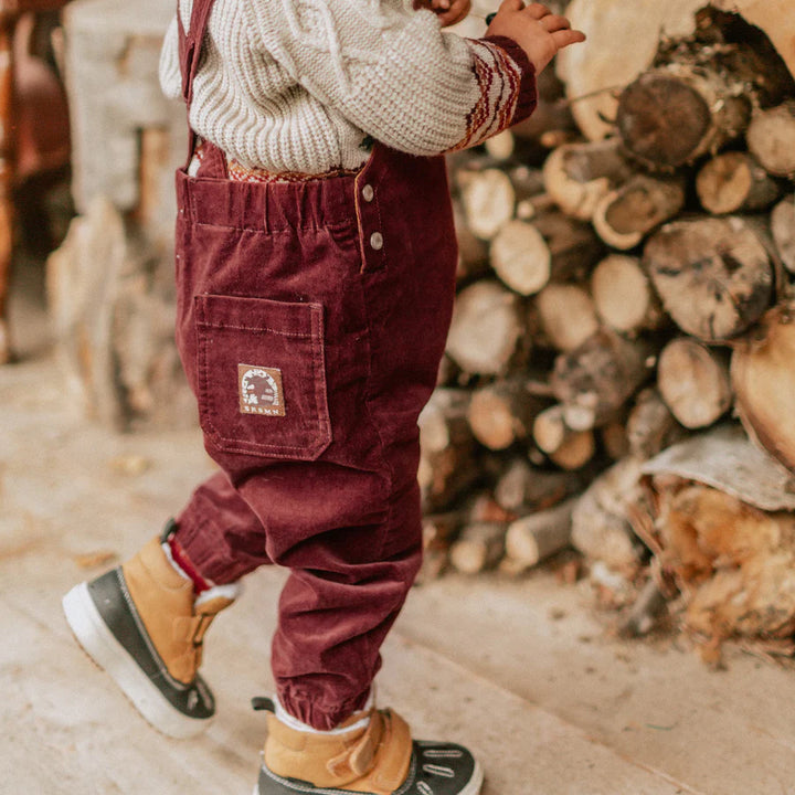 Souris Mini | Baby Corduroy Overall | Burgundy