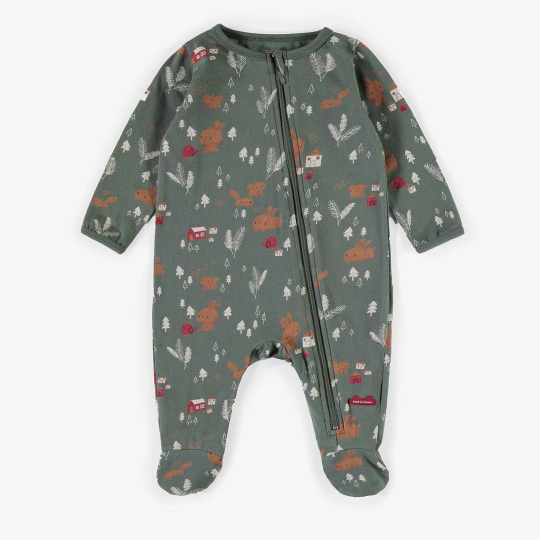 Souris Mini | Baby Green Patterned Pajamas