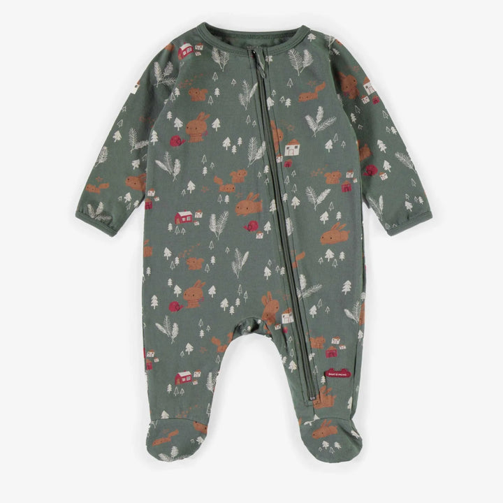 Souris Mini | Baby Green Patterned Pajamas