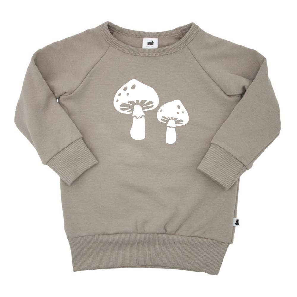 Kid's Bamboo/Cotton Fleece Lined Toadstool Pullover - Stone