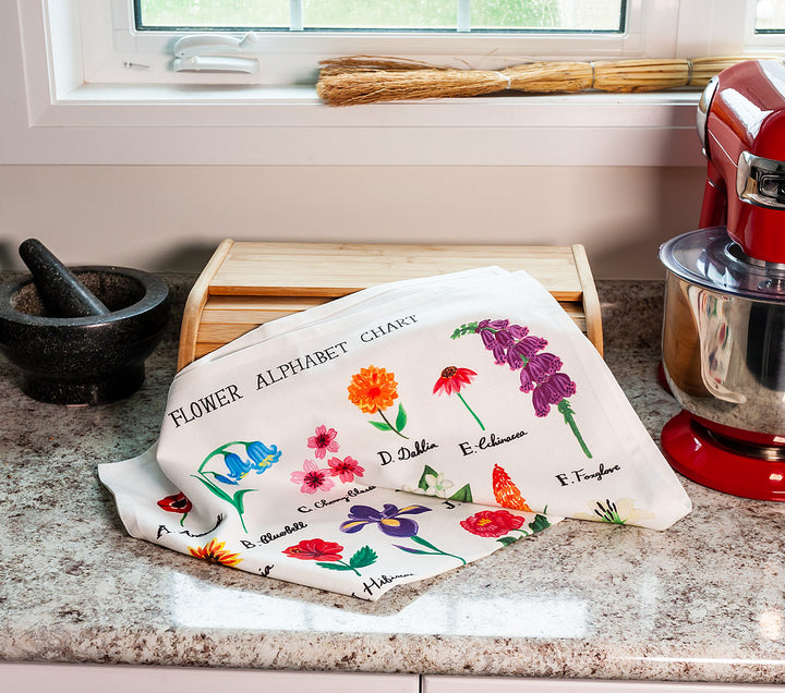 Flowers Alphabet Tea Towel