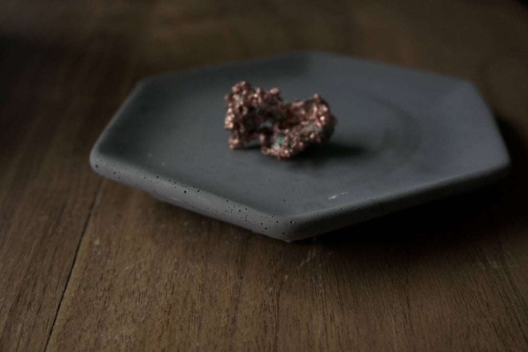 Concrete Hexagon Trinket Dish - Charcoal