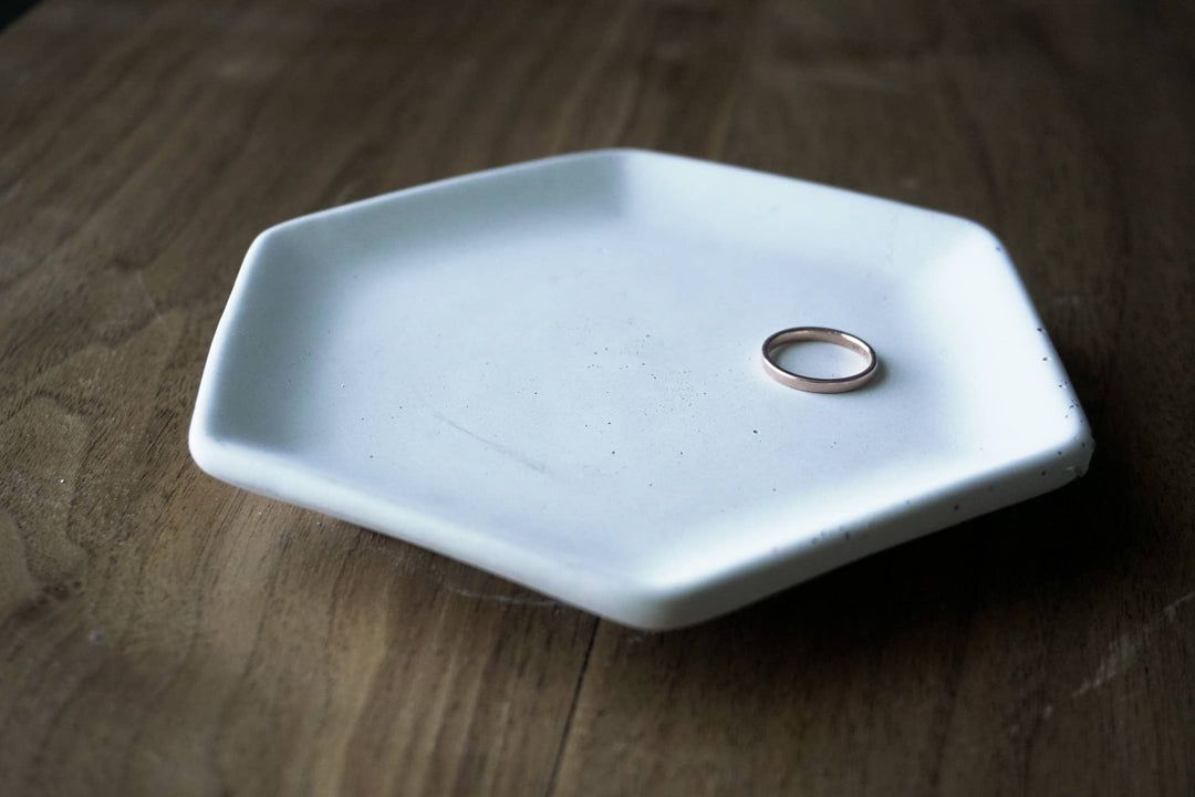 Concrete Hexagon Trinket Dish - Natural Concrete