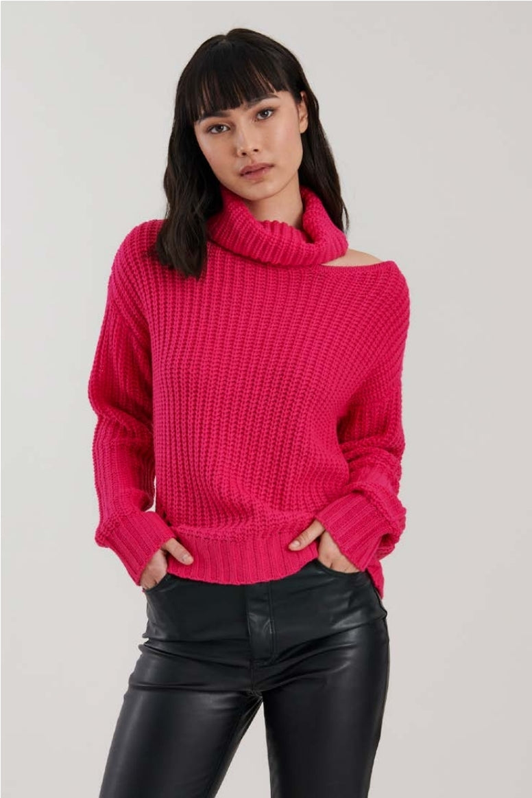 JOHN + JENN | Emilie Peekaboo Shoulder | Hot Pink