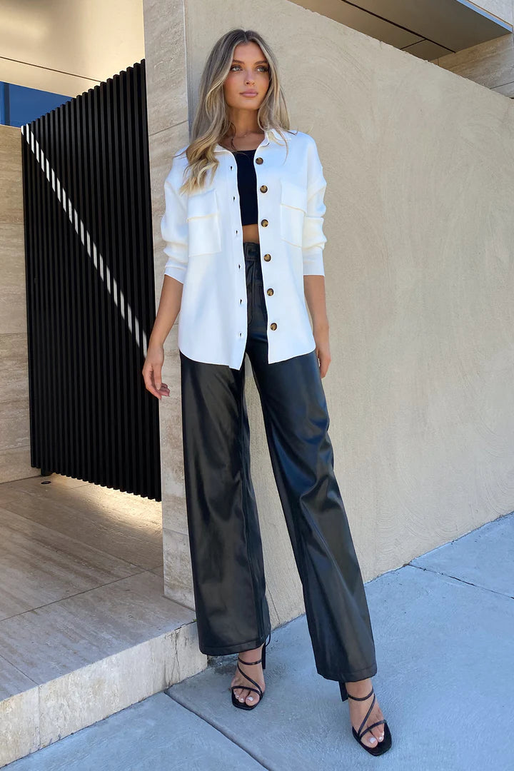 MADISON THE LABEL | Darla Knitted Shirt | White