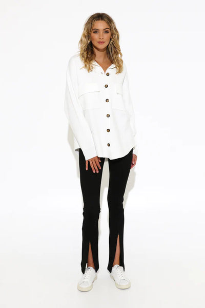 MADISON THE LABEL | Darla Knitted Shirt | White