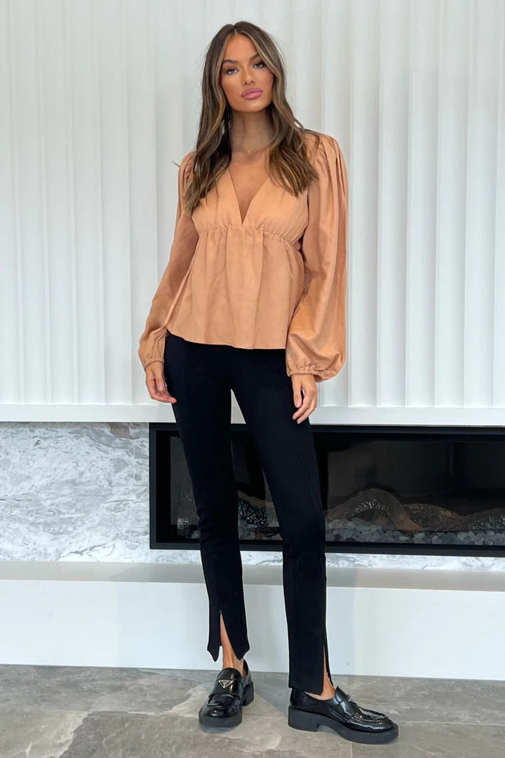 MADISON THE LABEL | Florence Top | Camel